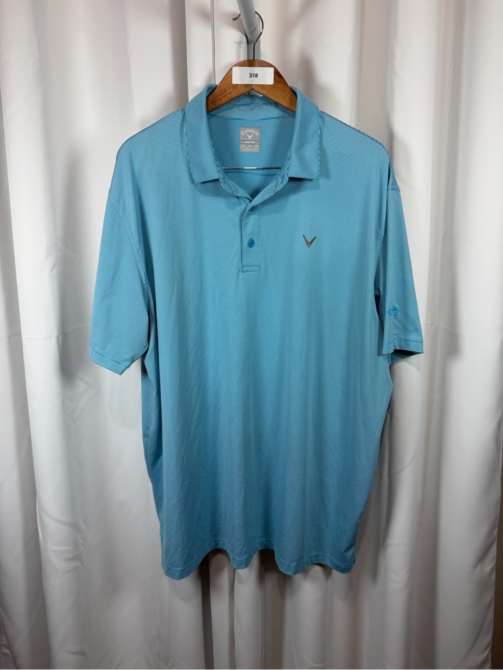 Callaway Opti-Dri Polo Shirt Mens XXL Blue Stripe Golf Performance Stretch 2XL